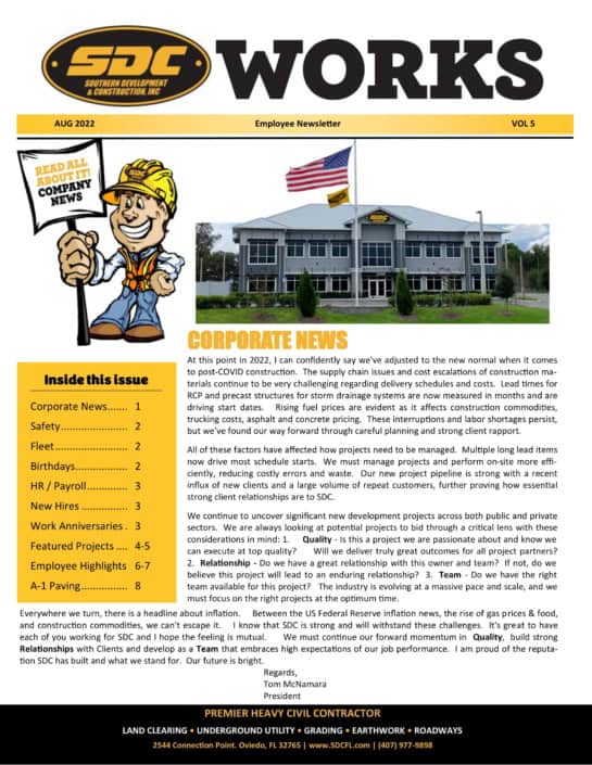 SDC Works newsletter cover, August 2022