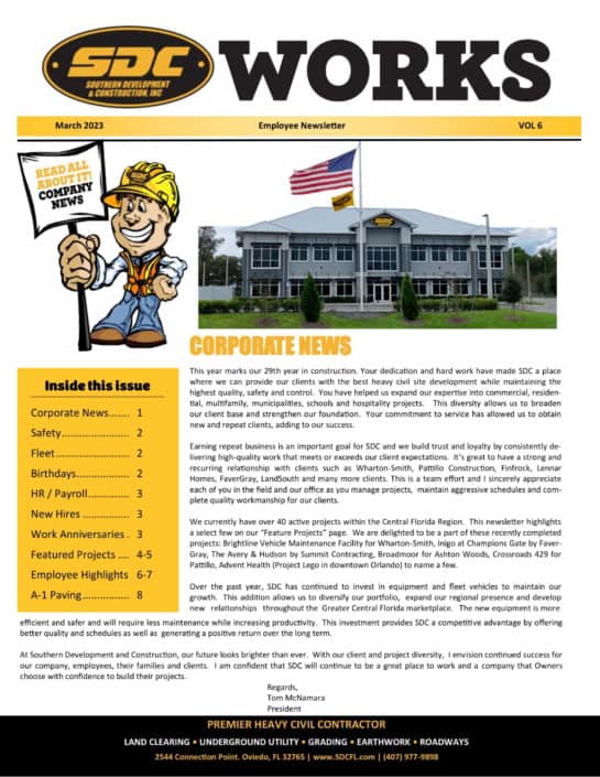 SDC Works newsletter cover, February 2023