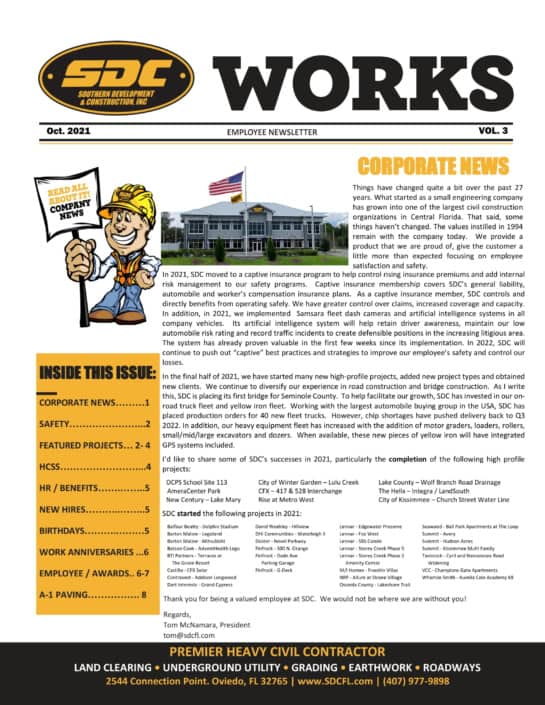 SDC Works newsletter cover, October 2021