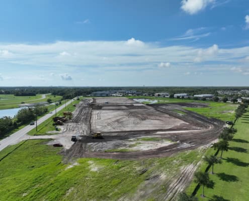 Excavation site for commercial development, highlighting site development and construction services in Florida.