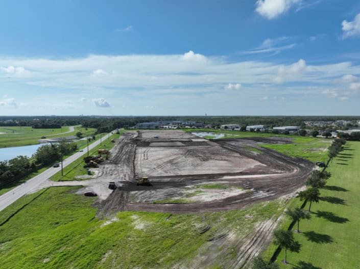 Excavation site for commercial development, highlighting site development and construction services in Florida.