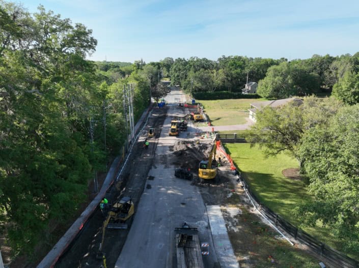 Construction site for road development and infrastructure improvements.