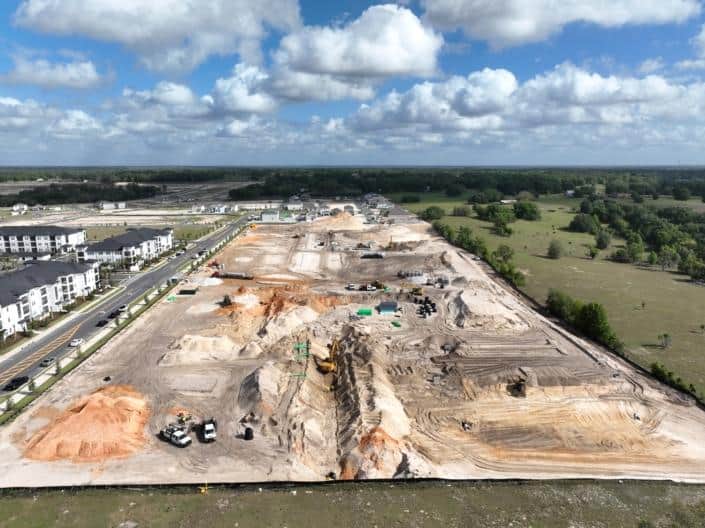 Excavation and foundation site development for commercial real estate project in Florida.