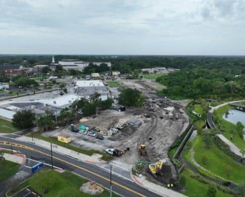 Construction site for commercial development in progress, showcasing site development and infrastructure improvement.
