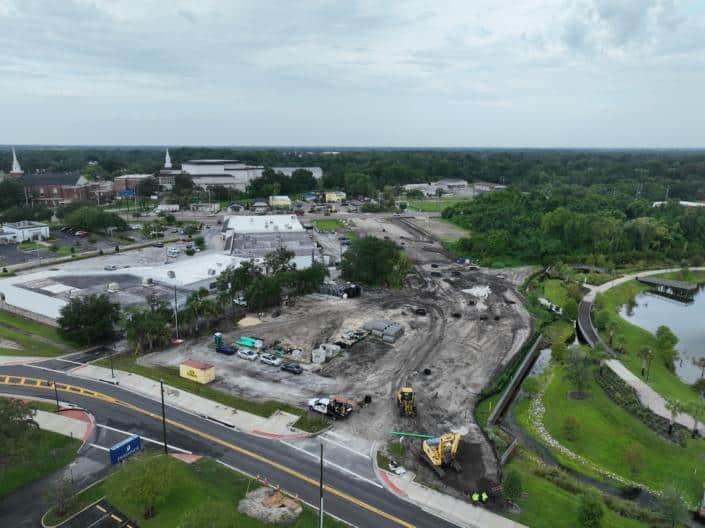 Construction site for commercial development in progress, showcasing site development and infrastructure improvement.