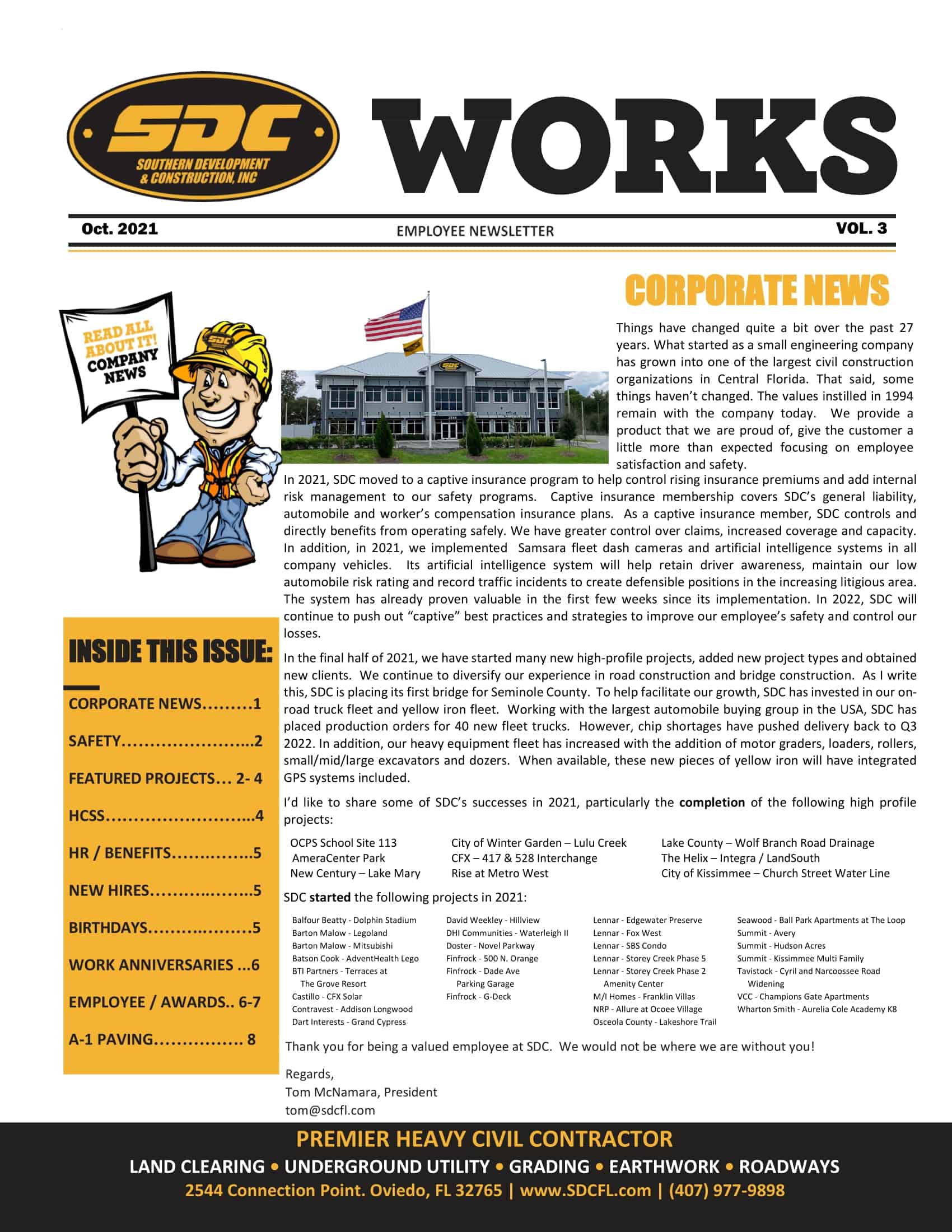 Quality commercial construction site development for civil infrastructure, land clearing, grading, earthwork, roadways, and underground utility services in Florida.