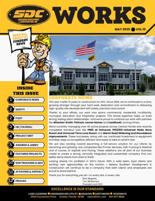 SDC Site Development construction company specializing in commercial, residential, and infrastructure projects in Florida.